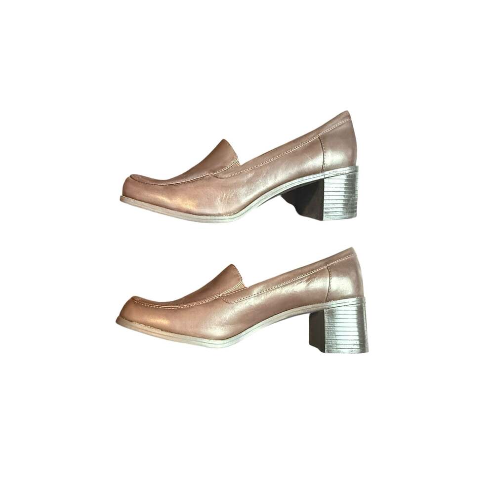 Croft & Barrow Chantal Brown Leather Block Heel Loafers Size 8 Med